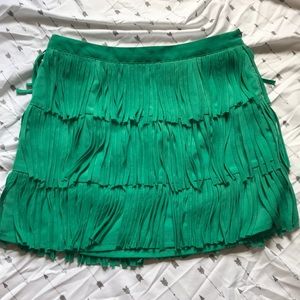 ZARA Green Fringe Skirt